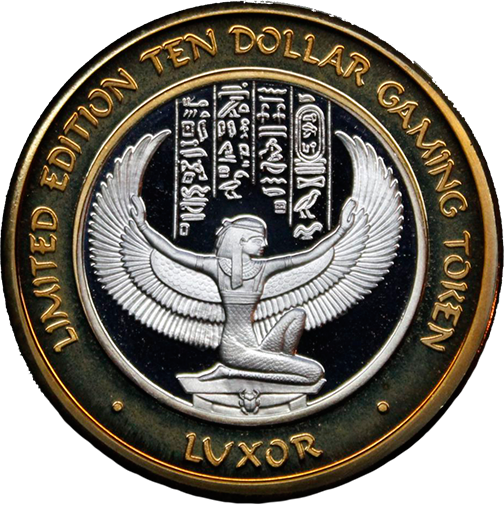 Goddess Isis; Luxor Las Vegas - Silver Strike Gaming Token - Bi-metal Silver and Brass, 43mm - Original Design 