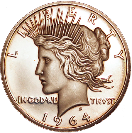 1964 Peace Dollar Collectors Replica - Silver, 39mm