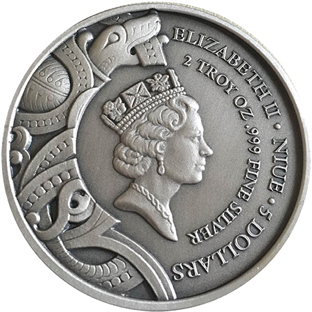 Niue Islands $5 Coin Reverse - High Relief Silver - Original Design